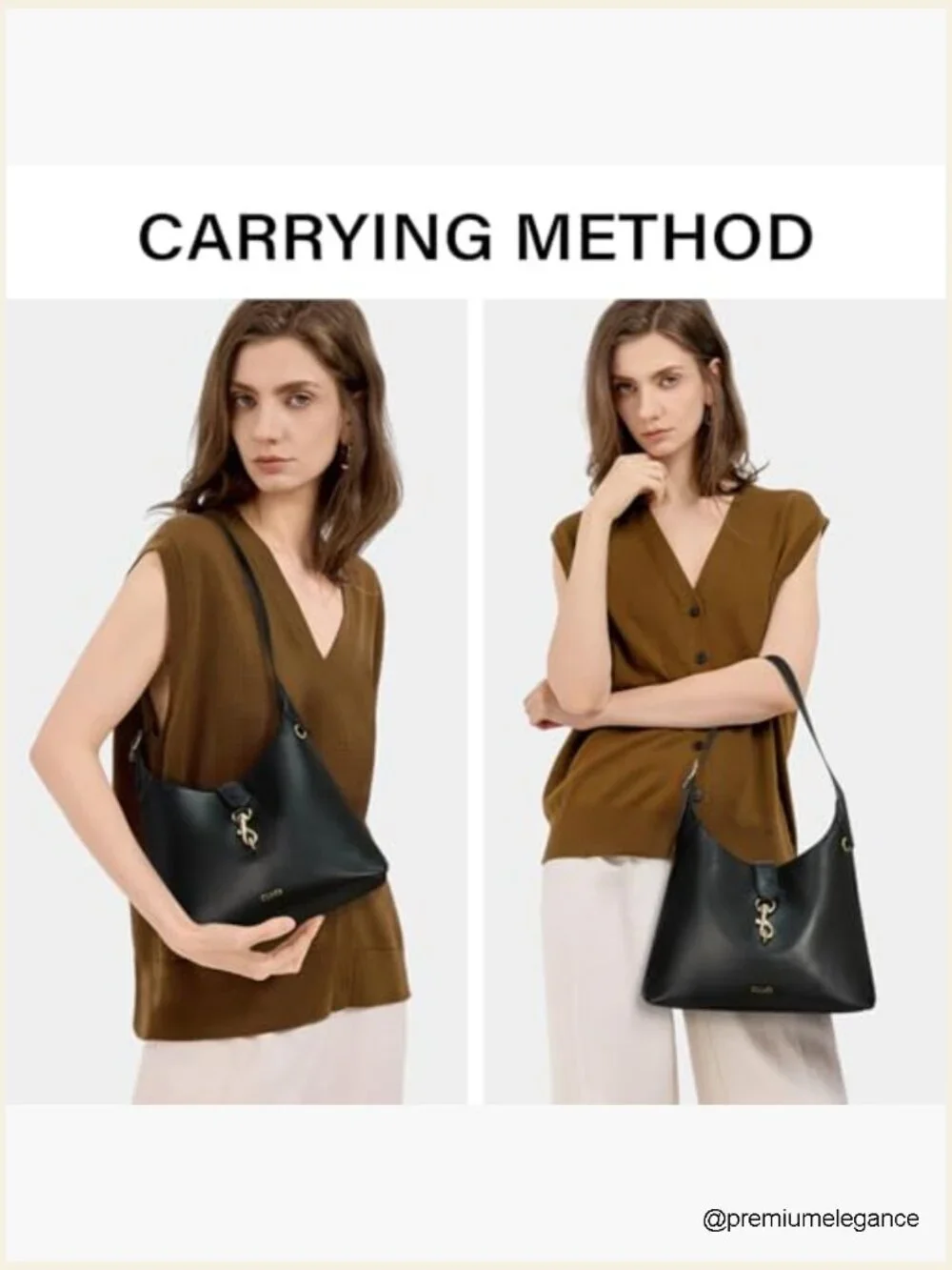 Soft Vegan Leather Hobo Bag with Adjustable Strap Lightweight Shoulder Purse